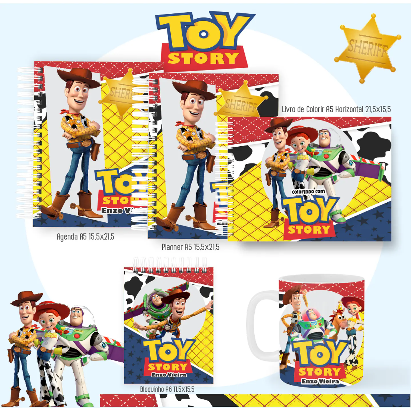 Kit Digital Encadernação Toy Story com Livro para Colorir 2