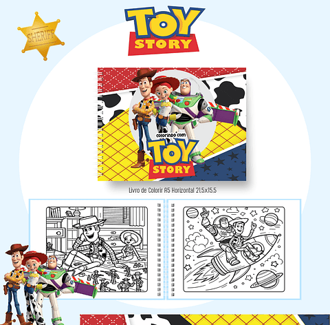 Kit Digital Encadernação Toy Story com Livro para Colorir