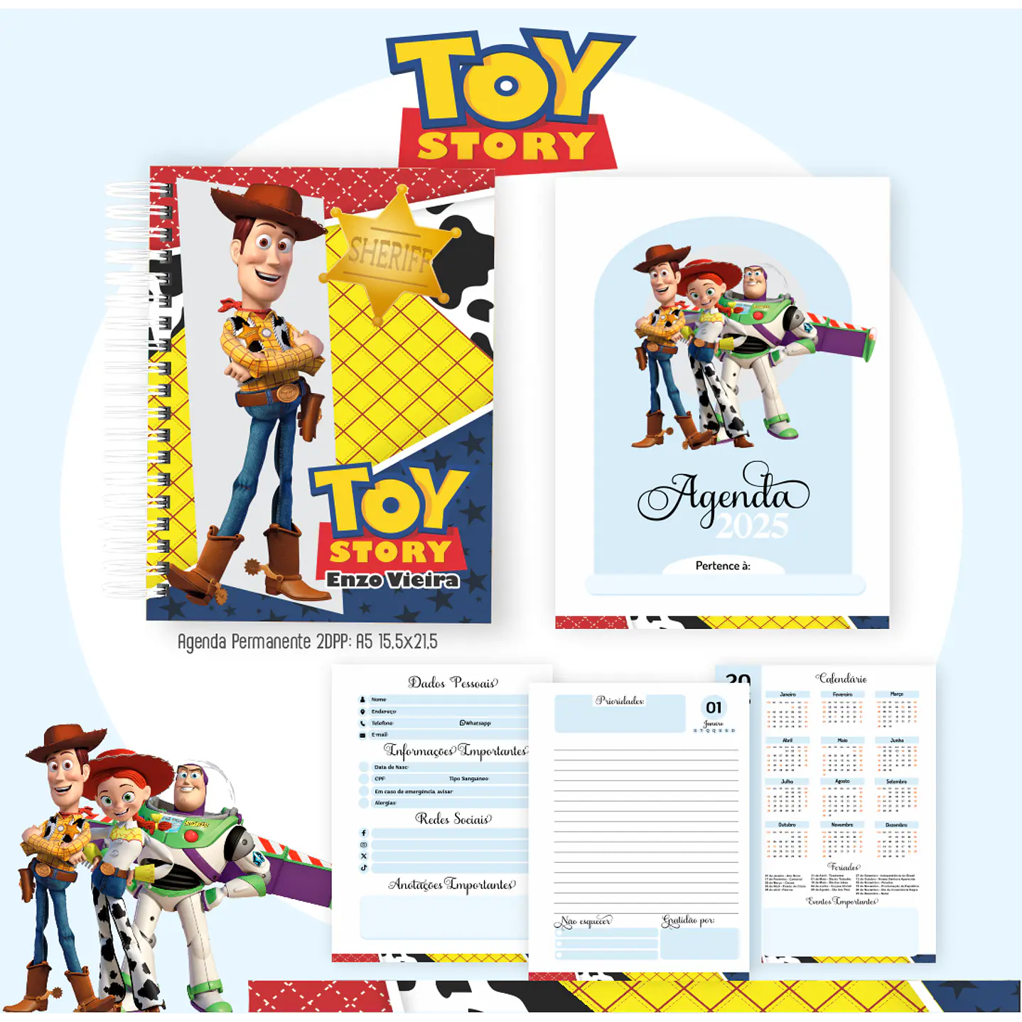 Kit Digital Encadernação Toy Story com Livro para Colorir 5