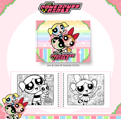 Encadernação As Meninas Superpoderosas com Livro para Colorir