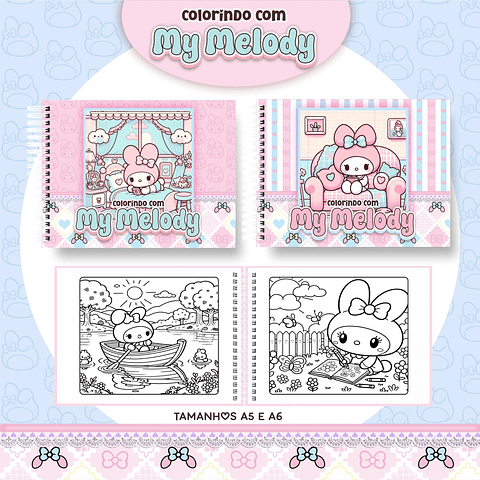 Livro Colorir My Melody PDF - Arquivo Digital para Imprimir