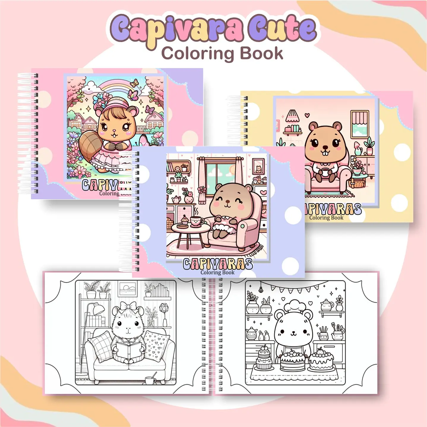Livro de Colorir Capivara - Arquivo digital para Imprimir 1