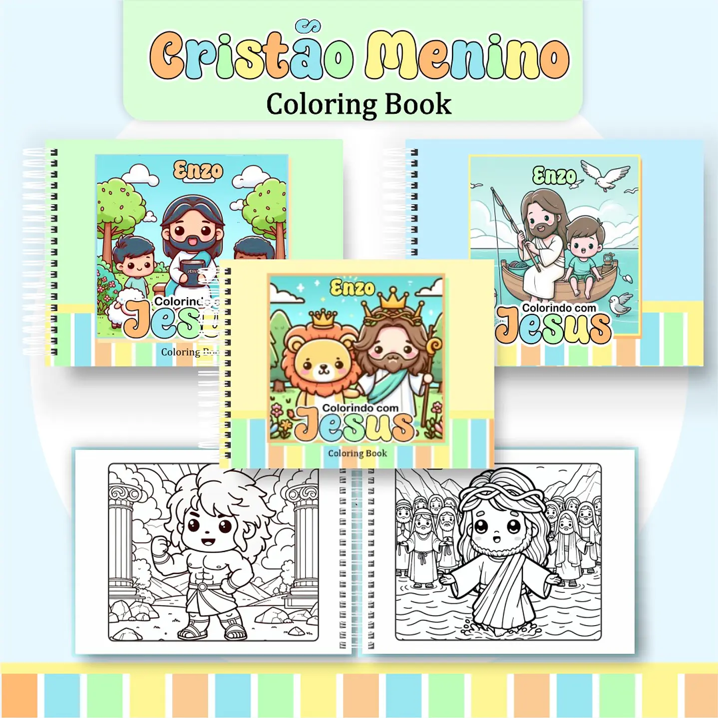 Livro para Colorir Menino Cristão PDF Digital para Imprimir 1