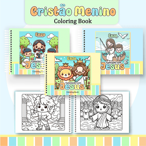Livro para Colorir Menino Cristão PDF Digital para Imprimir