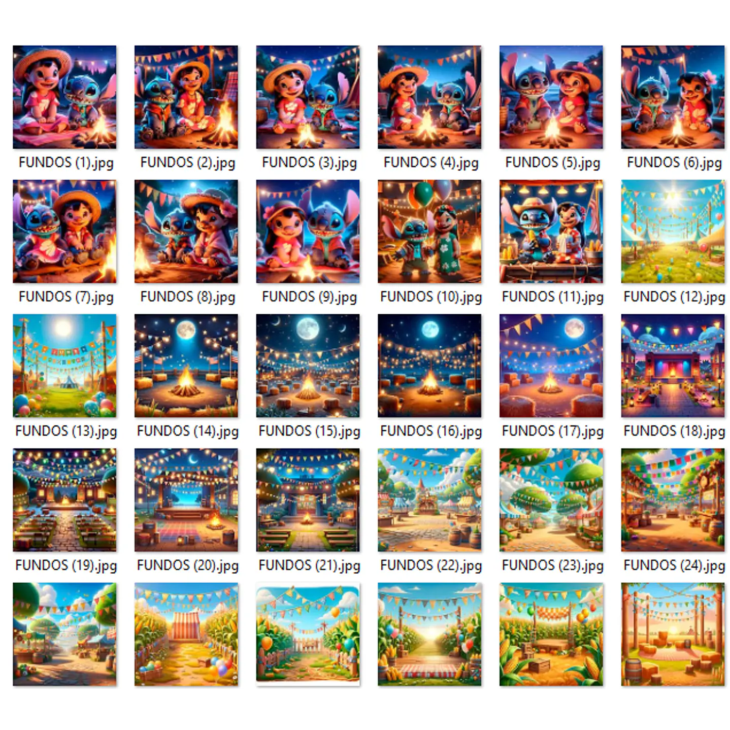 Kit Digital Festa Junina Lilo e Stitch PNG e Fundos Exclusivos 10