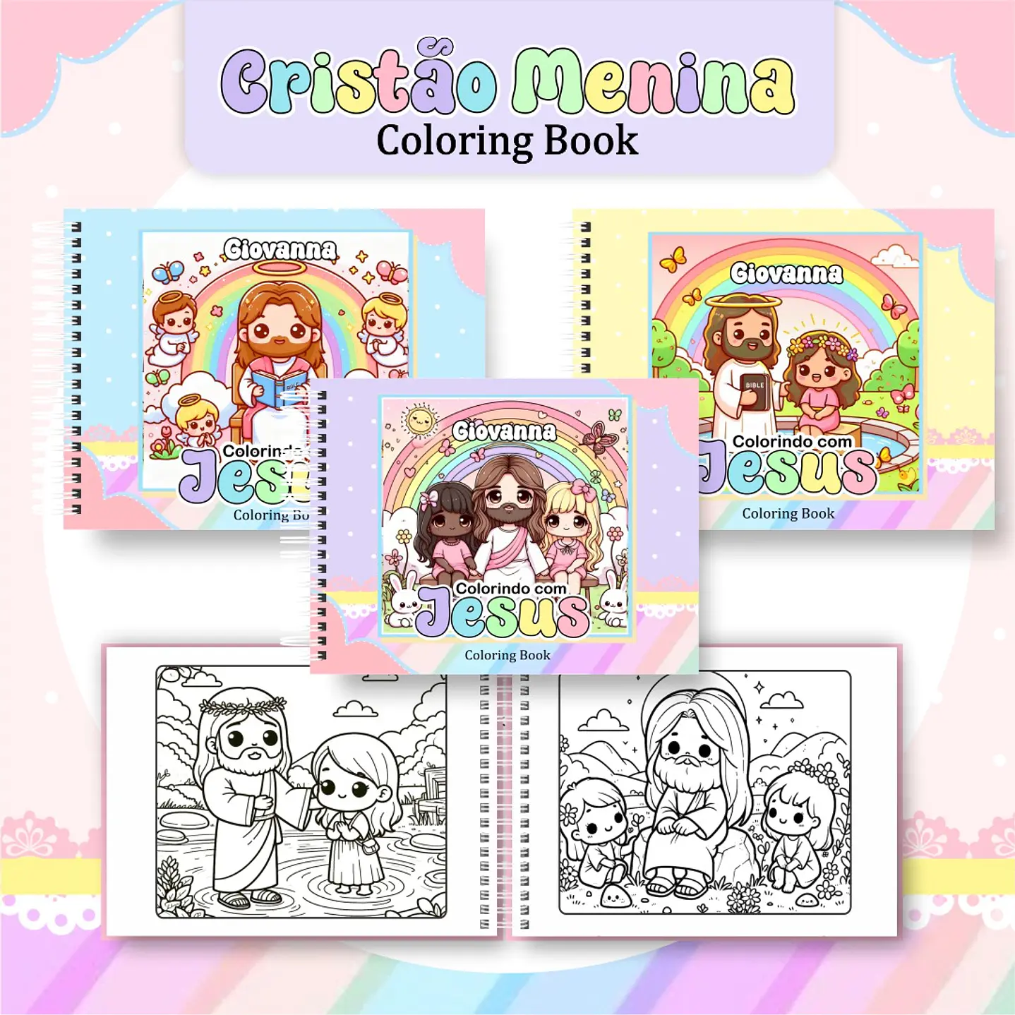 Livro para Colorir Menina Cristão PDF Digital para Imprimir  1