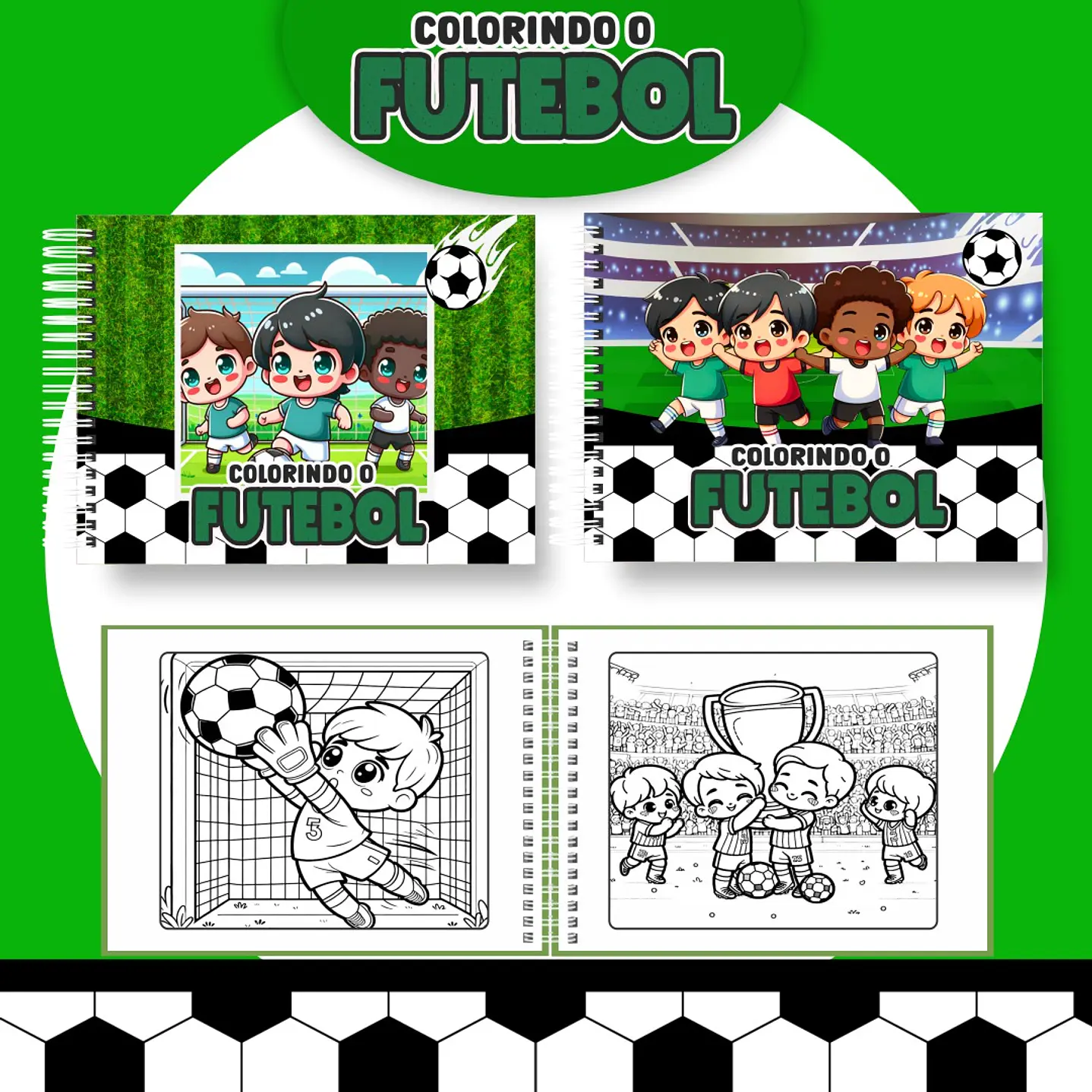 Livro para Colorir Futebol em PDF Digital para Imprimir 1