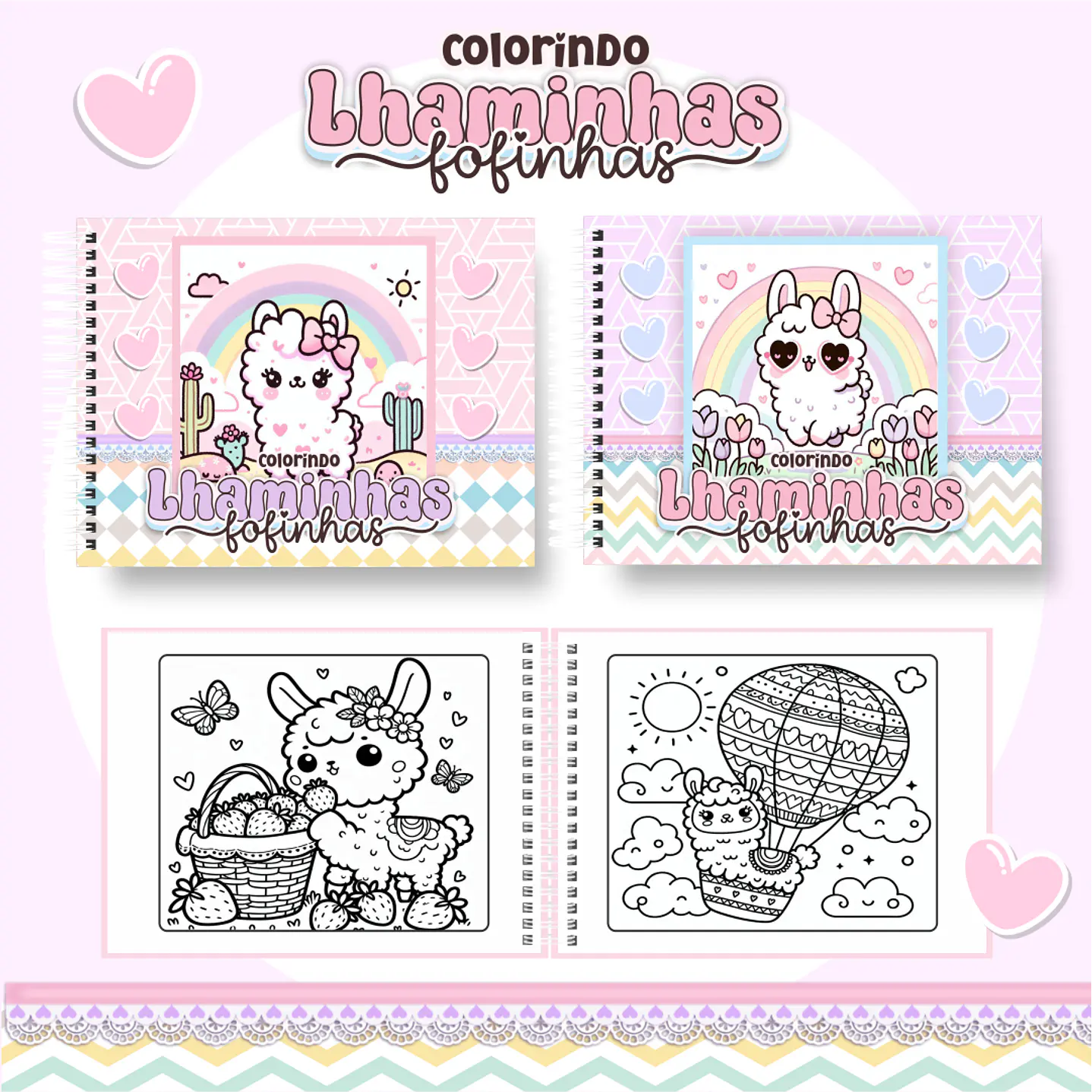 Livro de Colorir Lhaminhas em PDF Digital para Imprimir 1