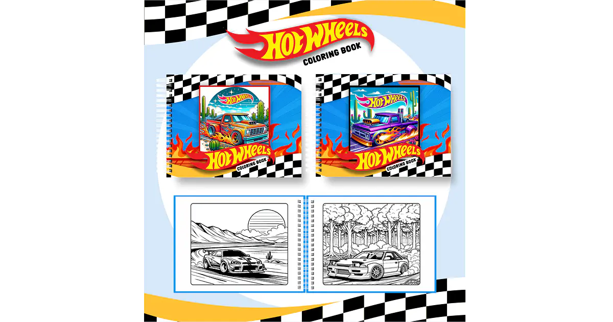 Livro de Colorir Hot Wheels em PDF Digital para Imprimir