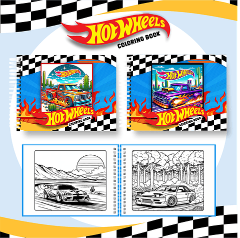 Livro de Colorir Hot Wheels em PDF Digital para Imprimir