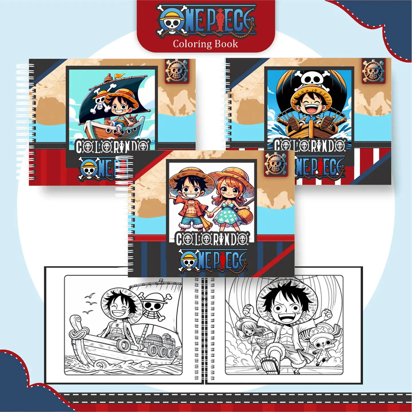 Livro de Colorir One Piece em PDF Digital para Imprimir 1