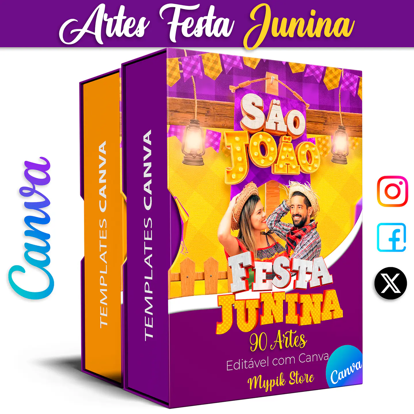 90 Modelos de Artes para Festa Junina - Editável com Canva 1