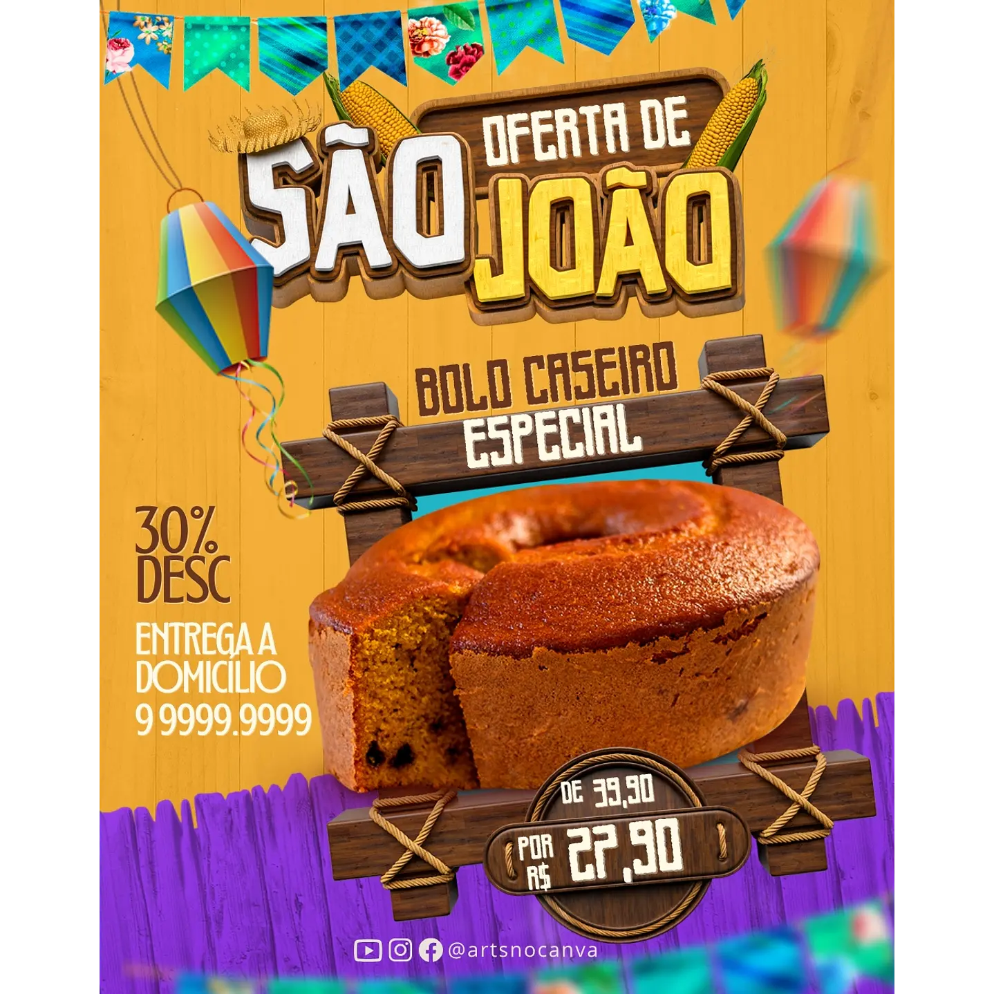 90 Modelos de Artes para Festa Junina - Editável com Canva 16