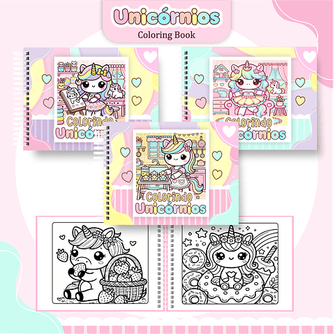 Livro de Colorir Unicórnio Menina em PDF Digital para Imprimir