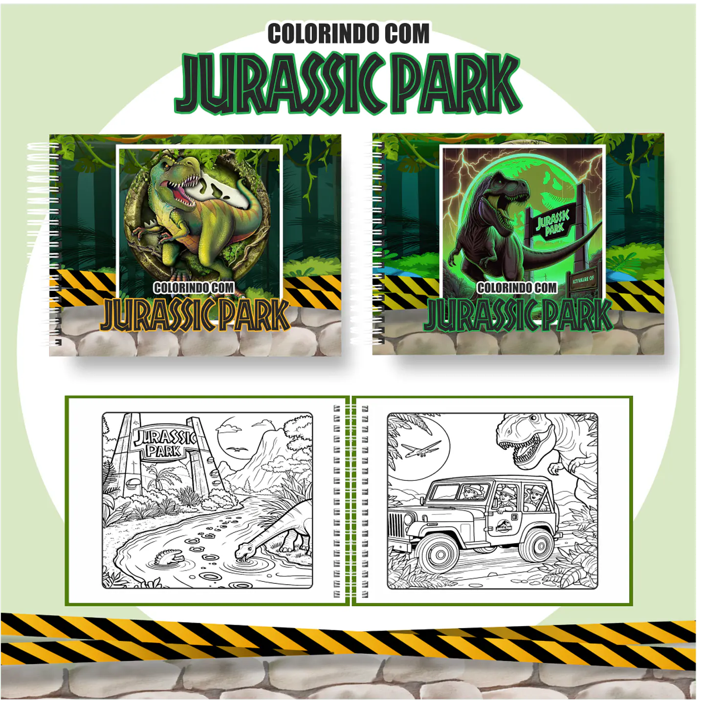 Livro de Colorir Jurassic Park em PDF Digital para Imprimir 1