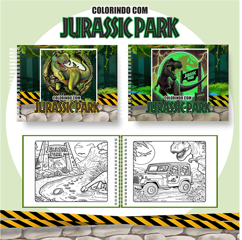Livro de Colorir Jurassic Park em PDF Digital para Imprimir