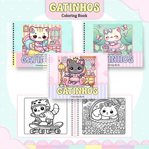 Livro de Colorir Gatinhos Fofos em PDF Digital para Imprimir