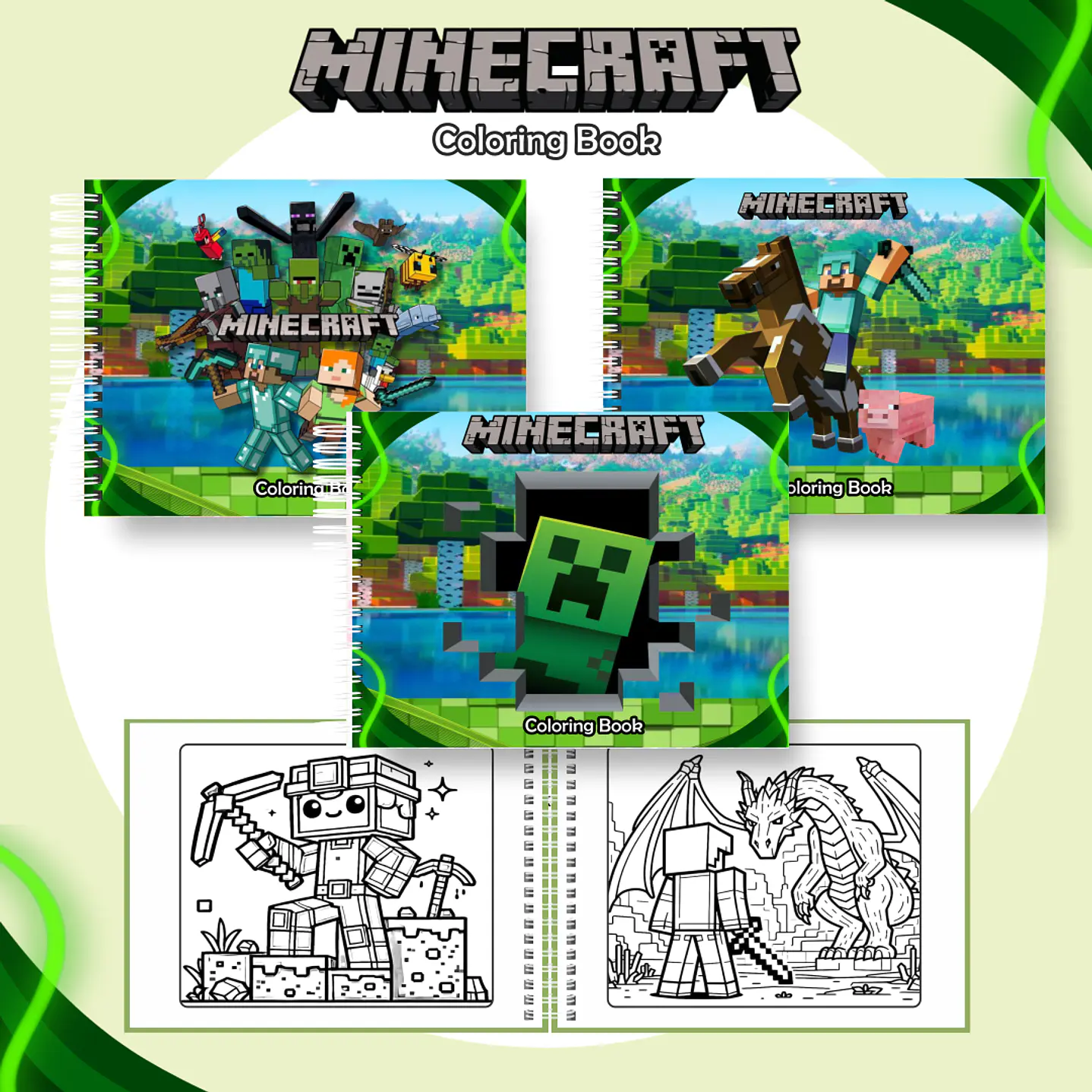 Livro de Colorir Minecraft em PDF Digital para Imprimir 1