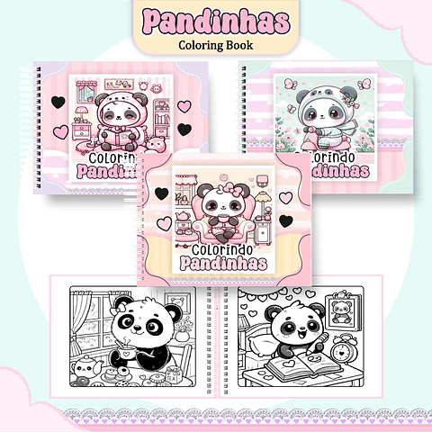Livro de Colorir Pandinhas em PDF Digital para Imprimir