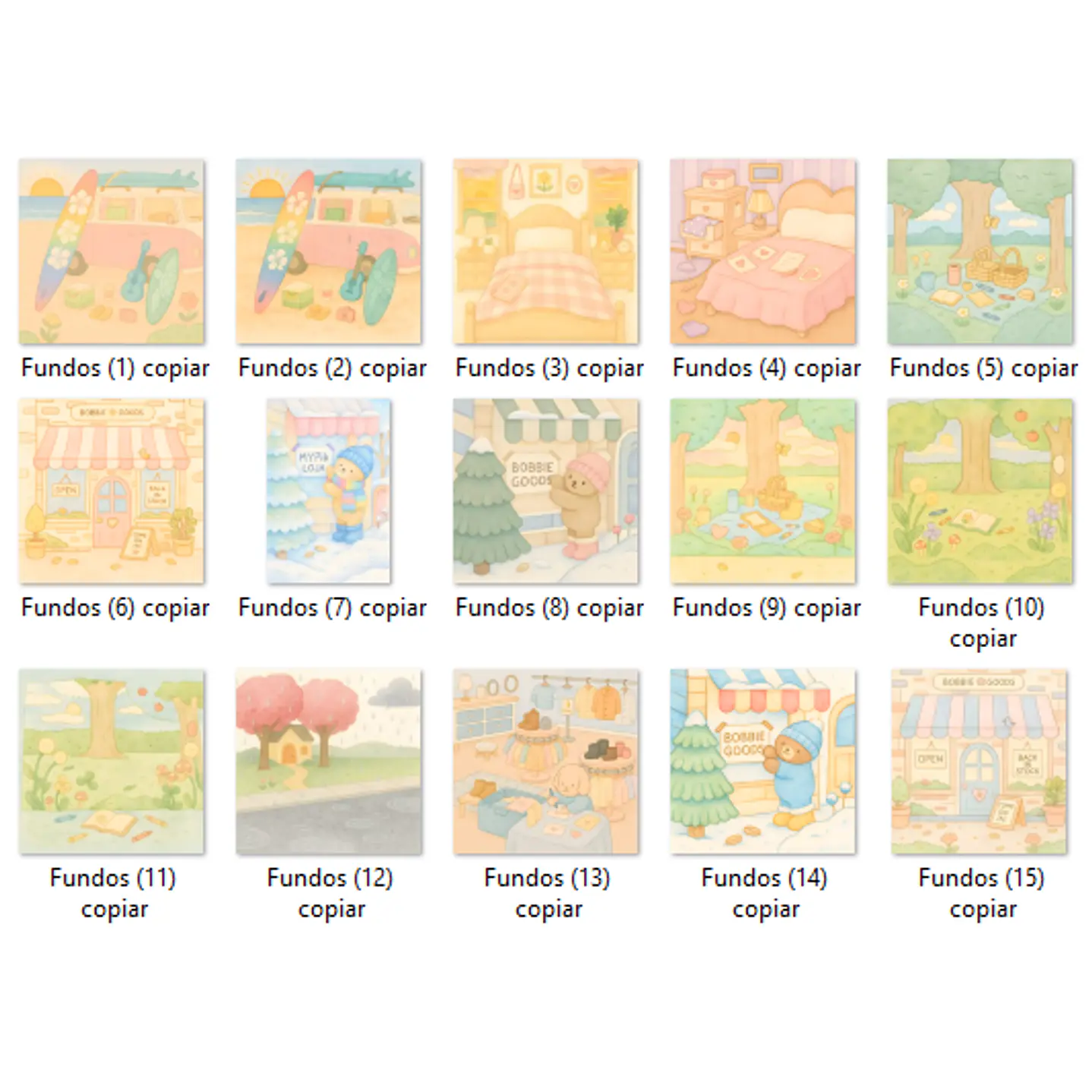 Kit Digital Bobbie Goods em Aquarela PNG e Fundos Exclusivos 8
