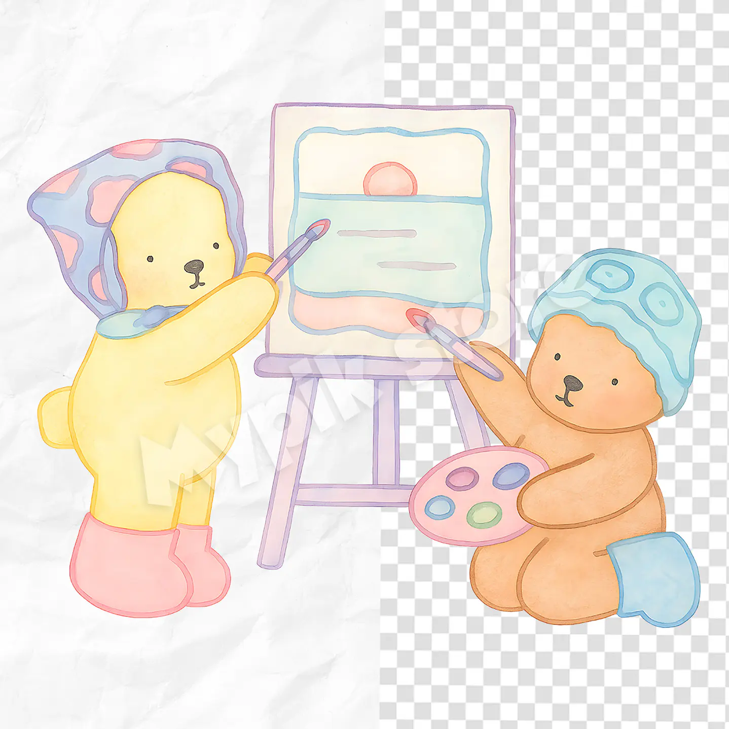 Kit Digital Bobbie Goods em Aquarela PNG e Fundos Exclusivos 2