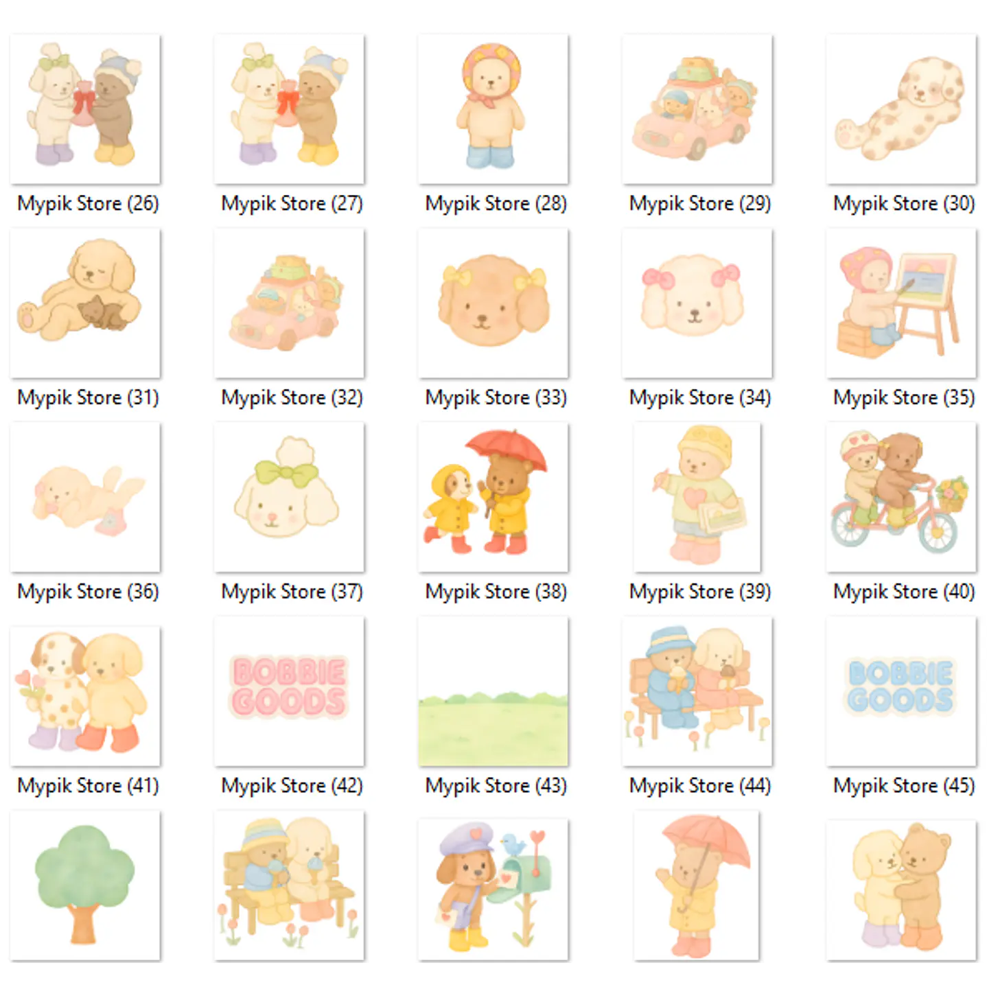 Kit Digital Bobbie Goods em Aquarela PNG e Fundos Exclusivos 6