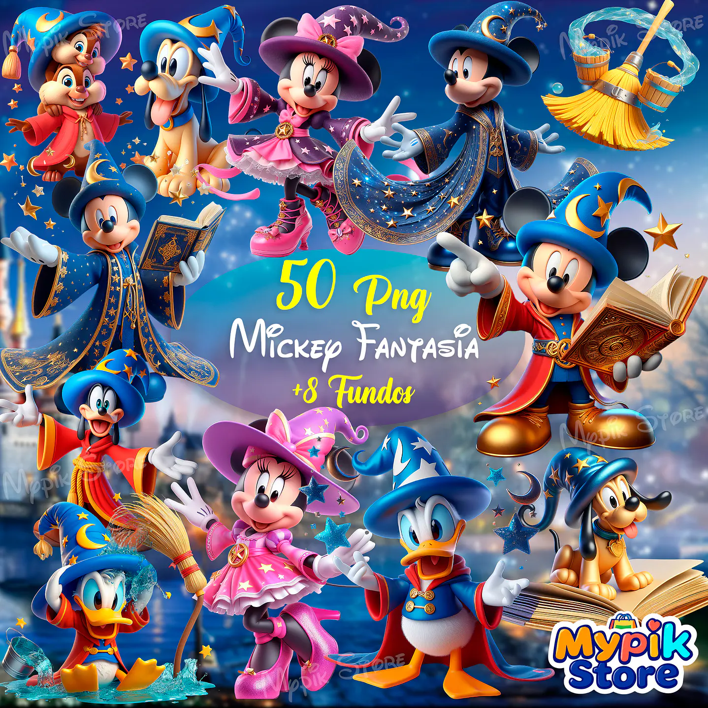 Kit Digital Mickey Fantasia PNG  1