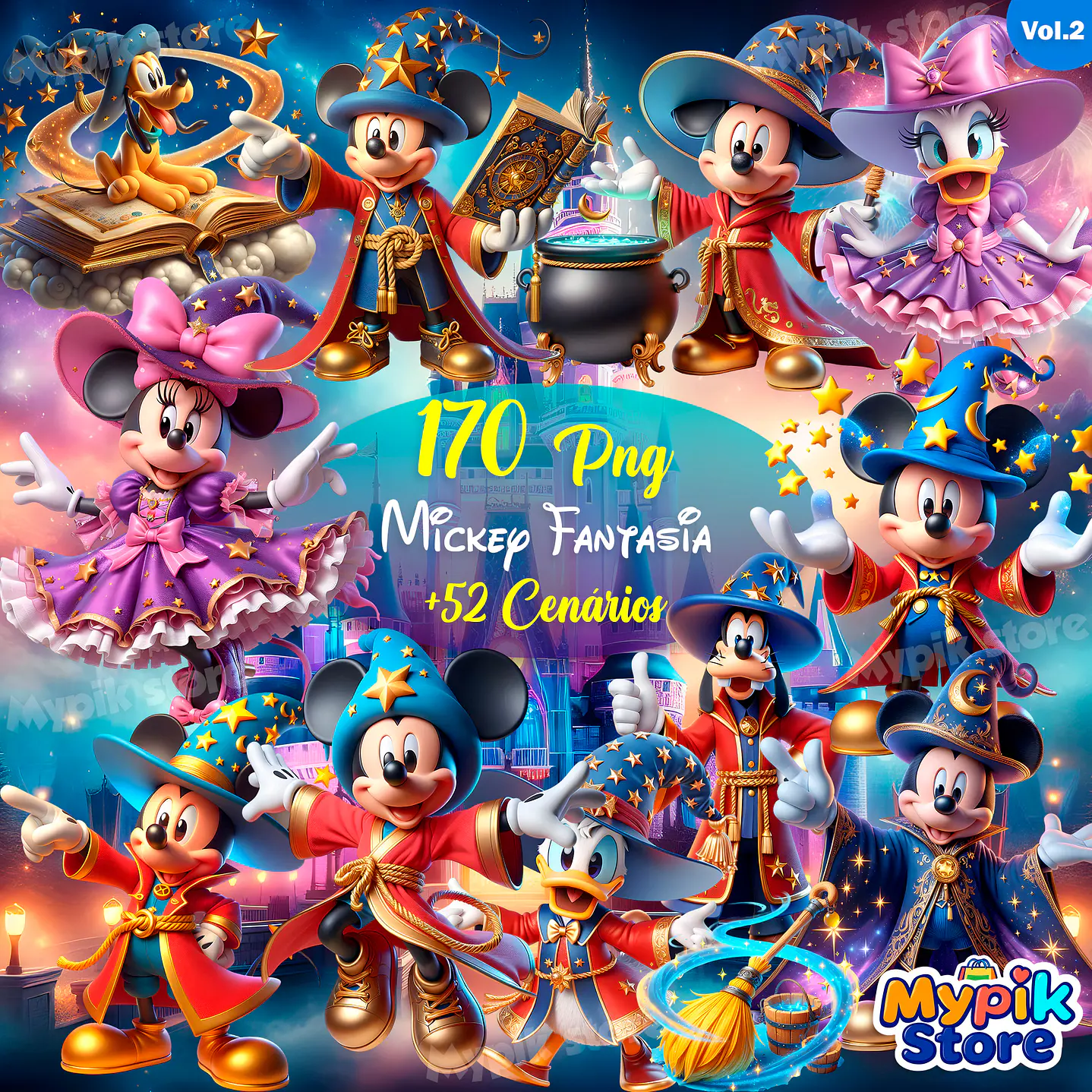 Kit Digital Mickey Fantasia Imagens PNG   1