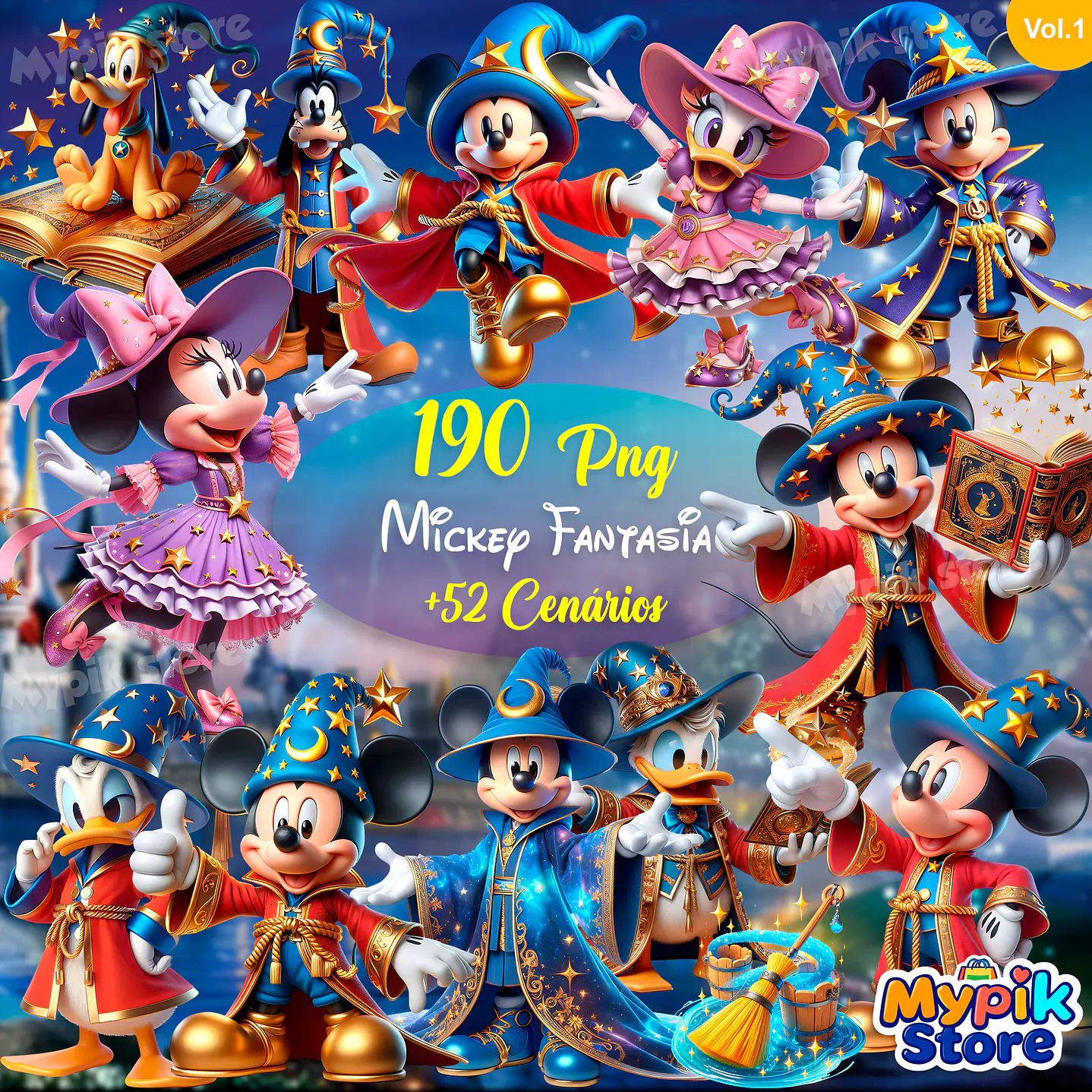 Kit Digital Mickey Fantasia Imagens PNG   1