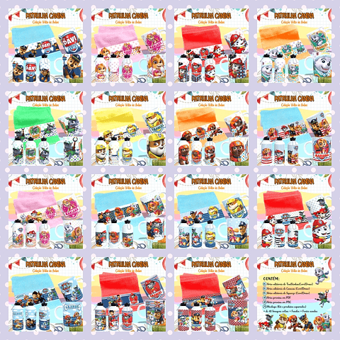 Kit Digital Sublimação Patrulha Canina - Volta às Aulas