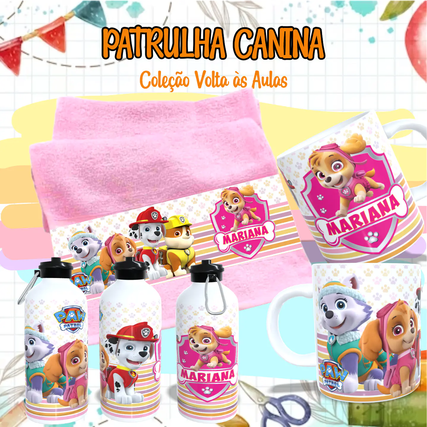 Kit Digital Sublimação Patrulha Canina - Volta às Aulas 4