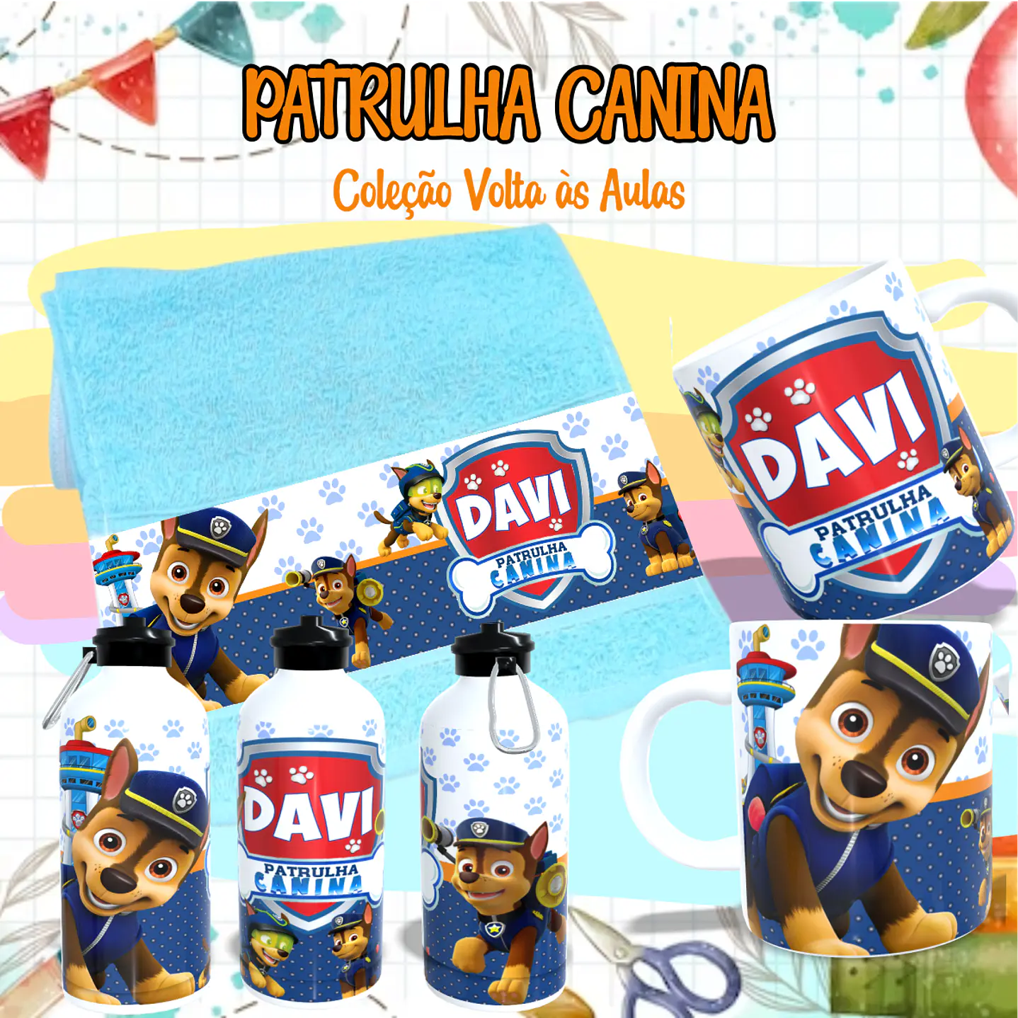 Kit Digital Sublimação Patrulha Canina - Volta às Aulas 5