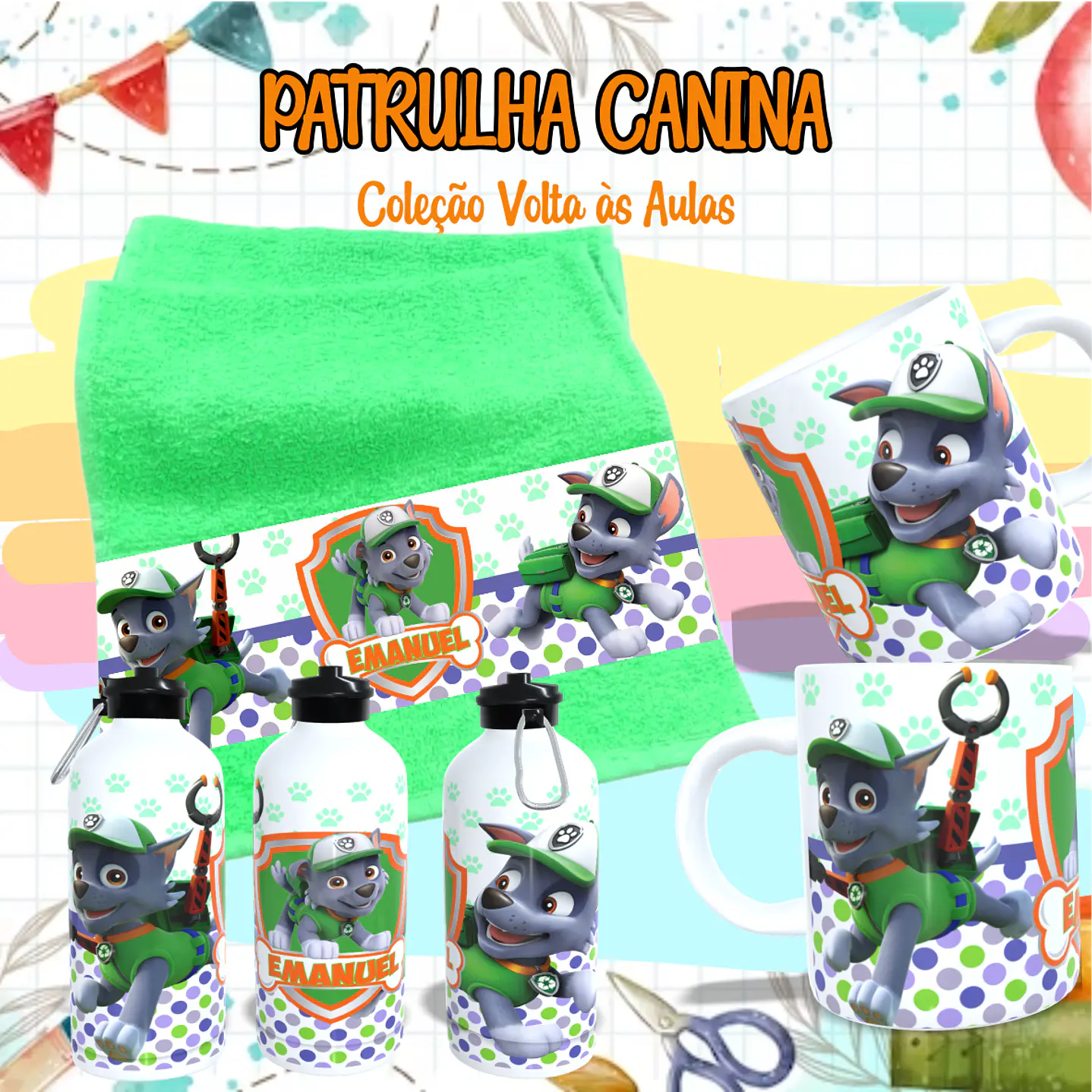 Kit Digital Sublimação Patrulha Canina - Volta às Aulas 9