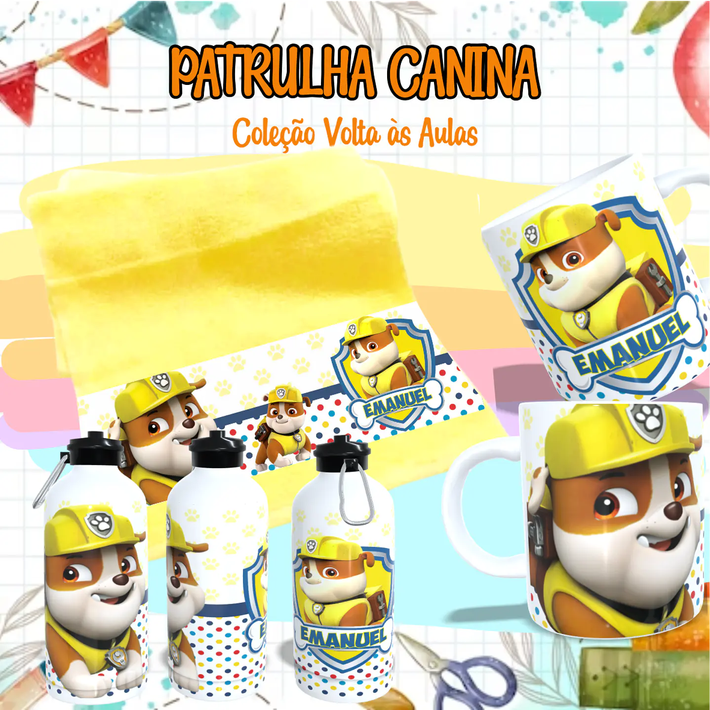 Kit Digital Sublimação Patrulha Canina - Volta às Aulas 12