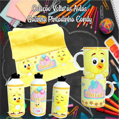 Kit Digital Galinha Pintadinha Candy - Sublimação Volta às Aulas