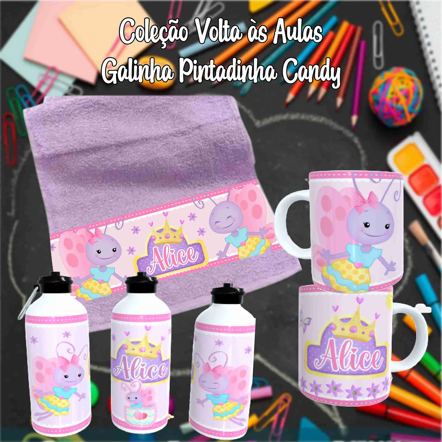 Kit Digital Galinha Pintadinha Candy - Sublimação Volta às Aulas 4