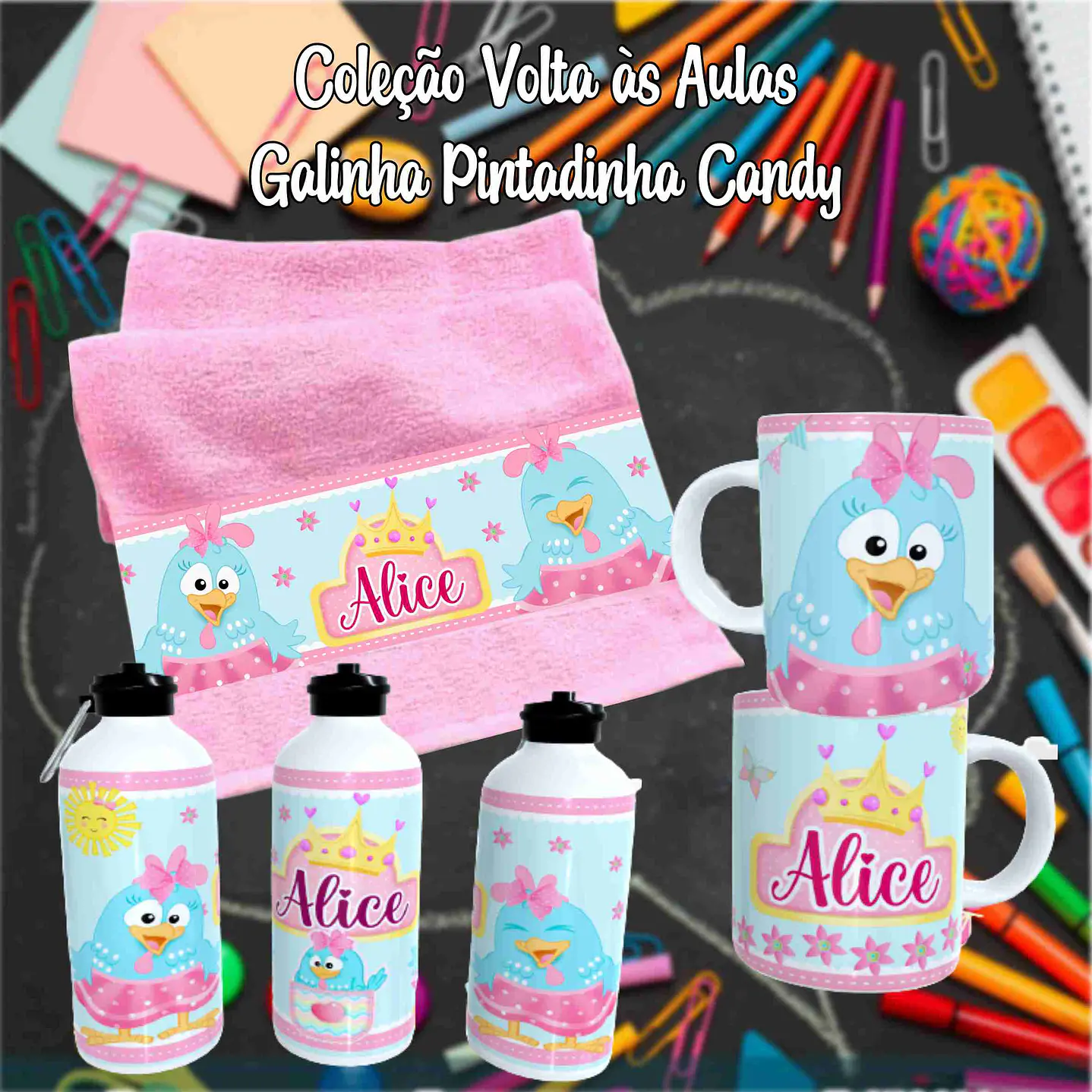 Kit Digital Galinha Pintadinha Candy - Sublimação Volta às Aulas 5