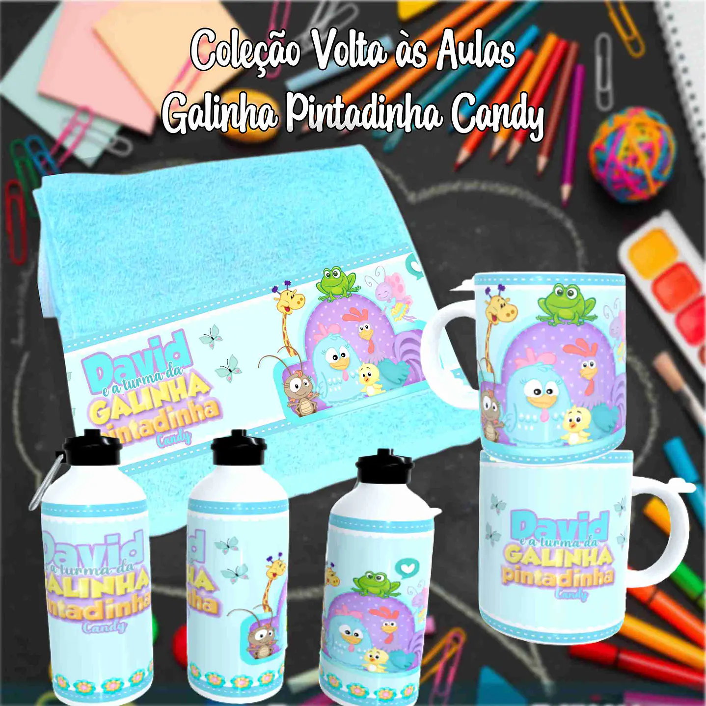 Kit Digital Galinha Pintadinha Candy - Sublimação Volta às Aulas 8