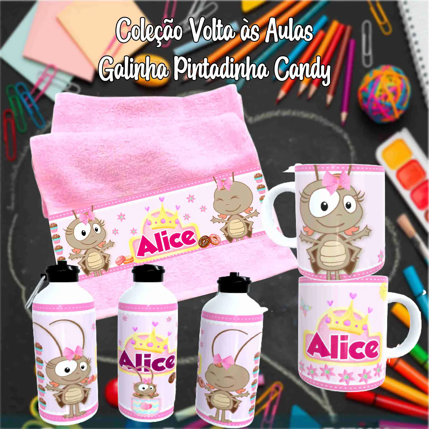 Kit Digital Galinha Pintadinha Candy - Sublimação Volta às Aulas 9