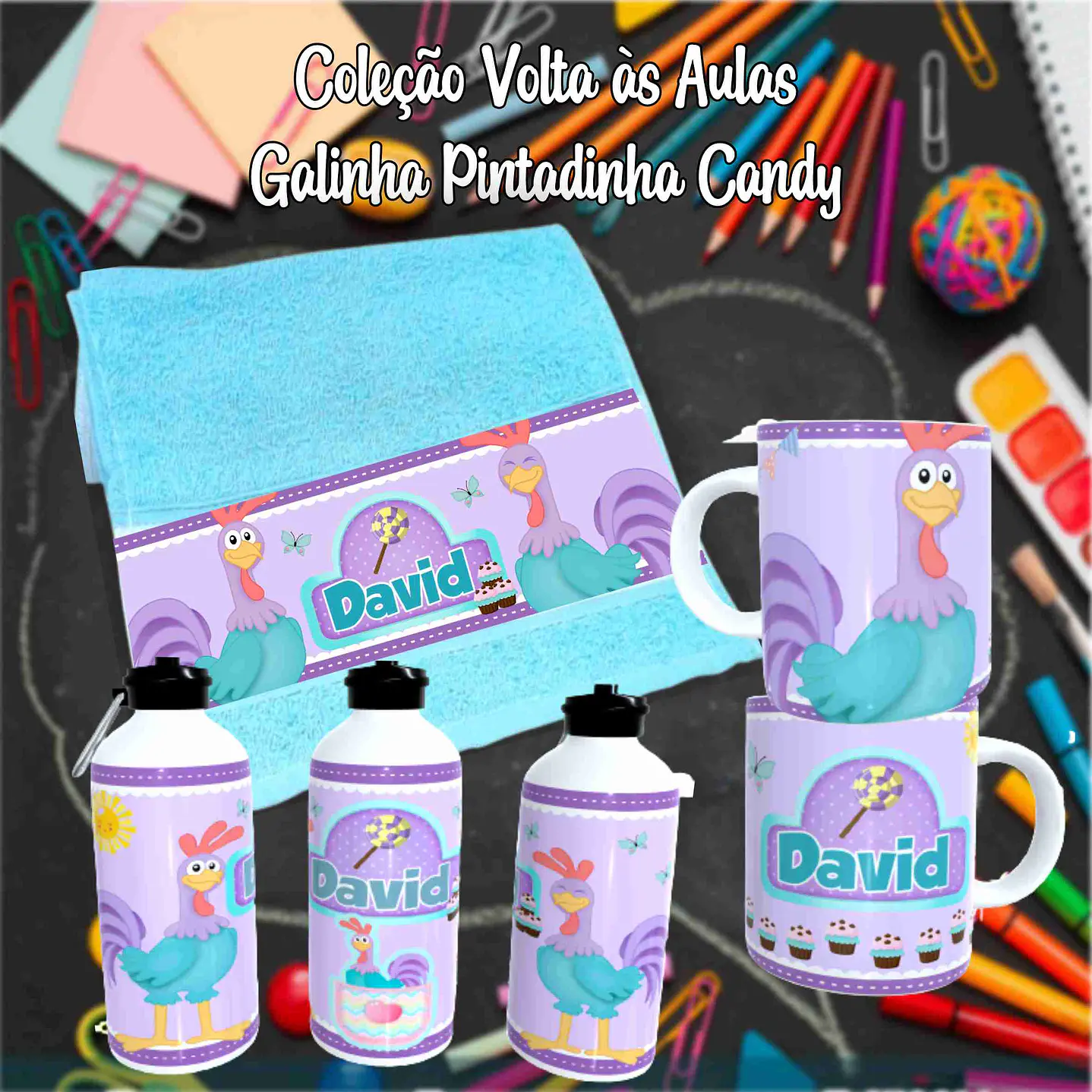 Kit Digital Galinha Pintadinha Candy - Sublimação Volta às Aulas 11
