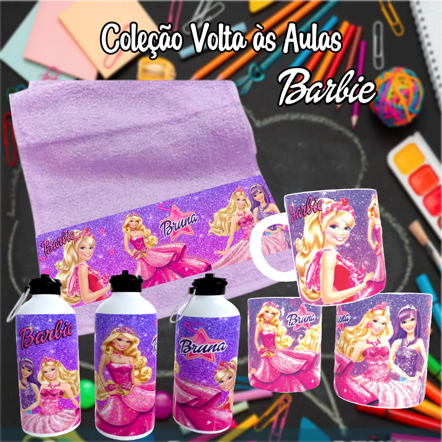 Kit Digital Barbie Sublimação - Volta às Aulas 2