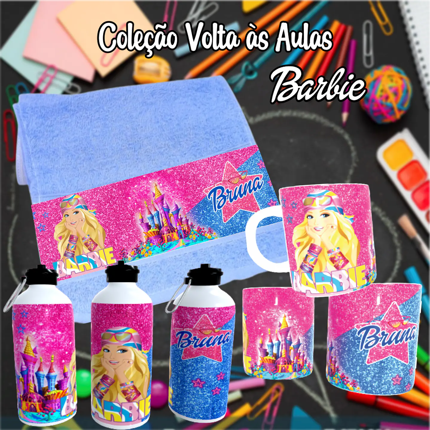 Kit Digital Barbie Sublimação - Volta às Aulas 16