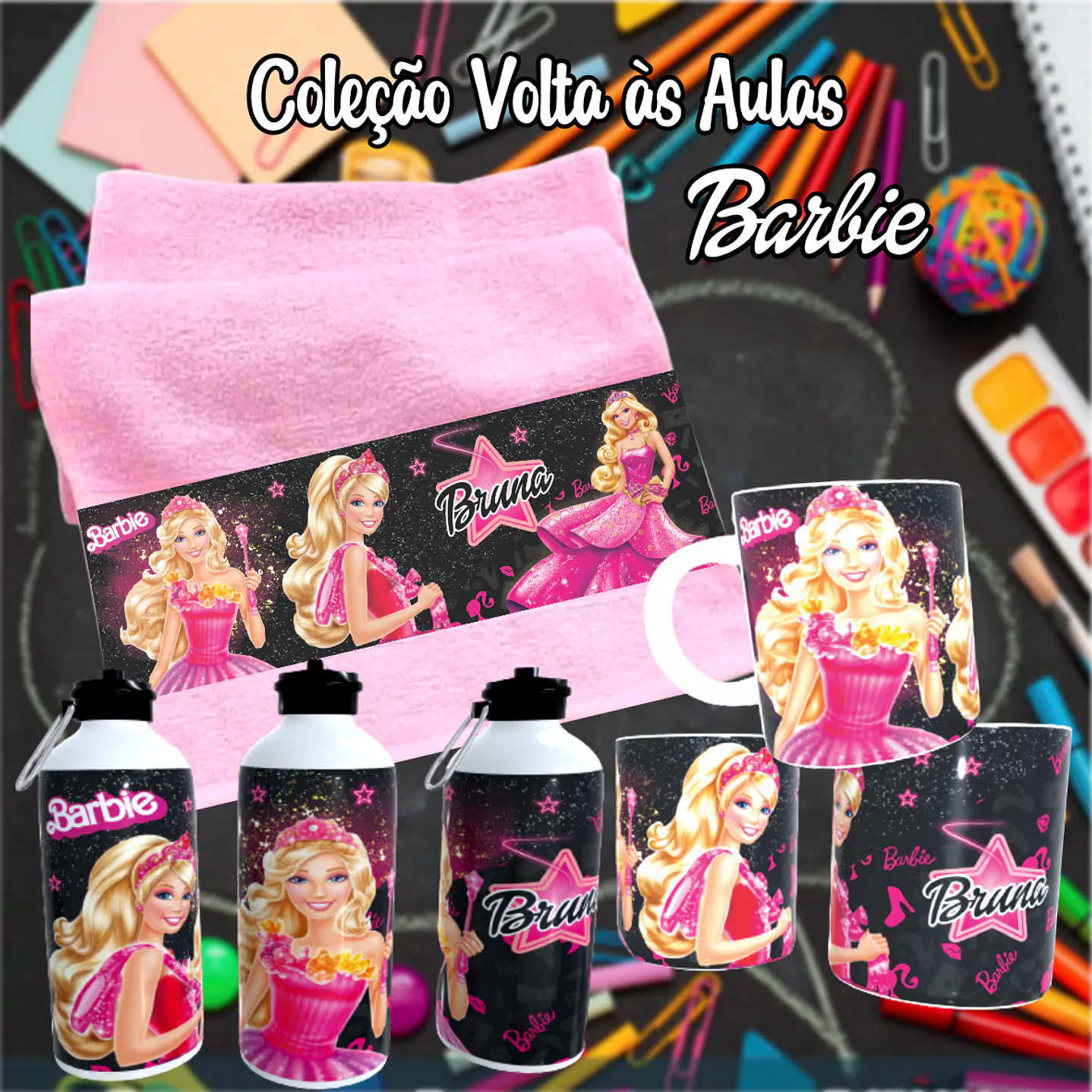 Kit Digital Barbie Sublimação - Volta às Aulas 17