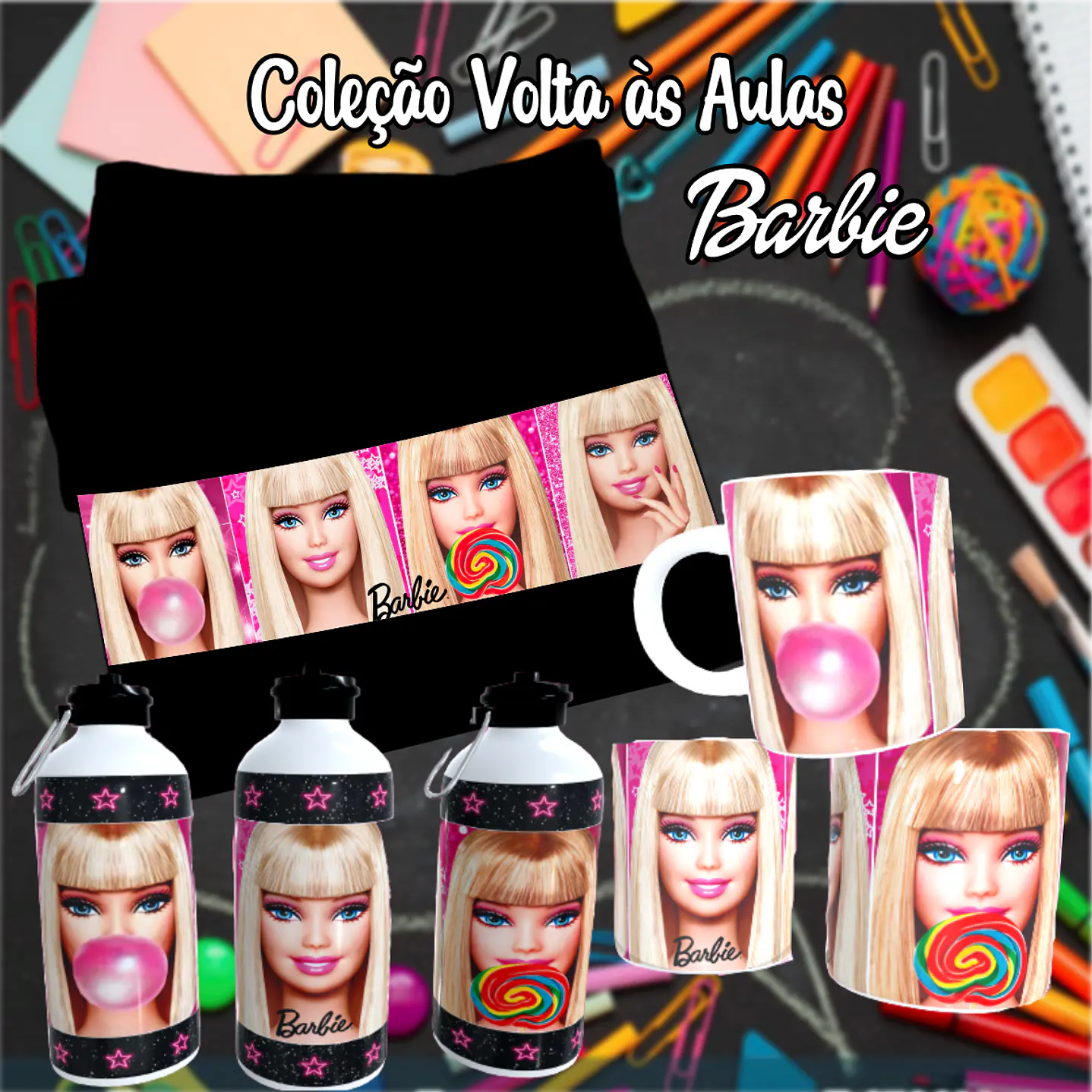 Kit Digital Barbie Sublimação - Volta às Aulas 18
