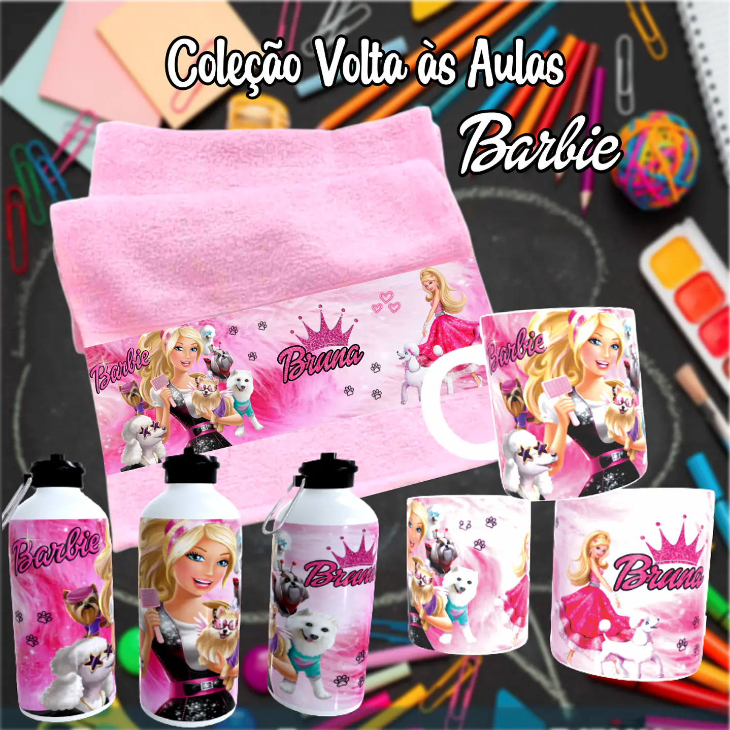 Kit Digital Barbie Sublimação - Volta às Aulas 19