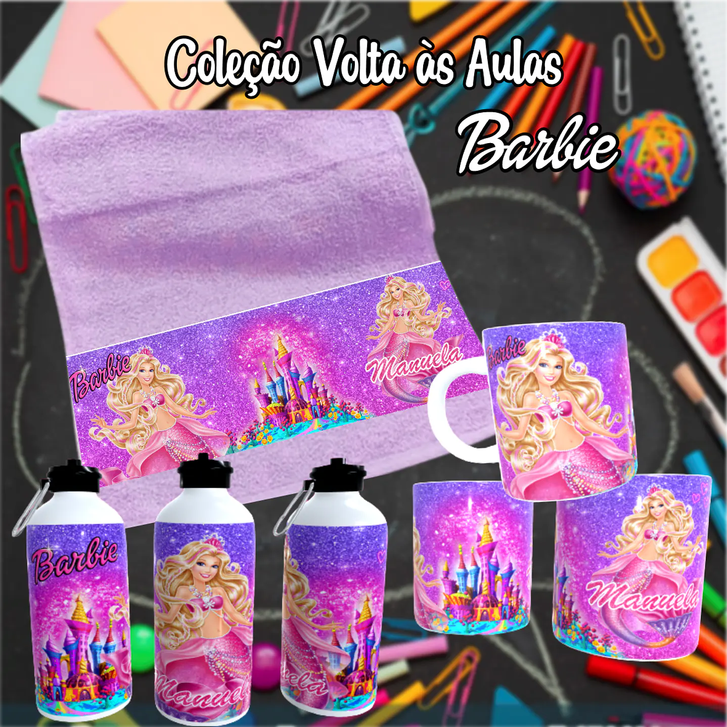 Kit Digital Barbie Sublimação - Volta às Aulas 20