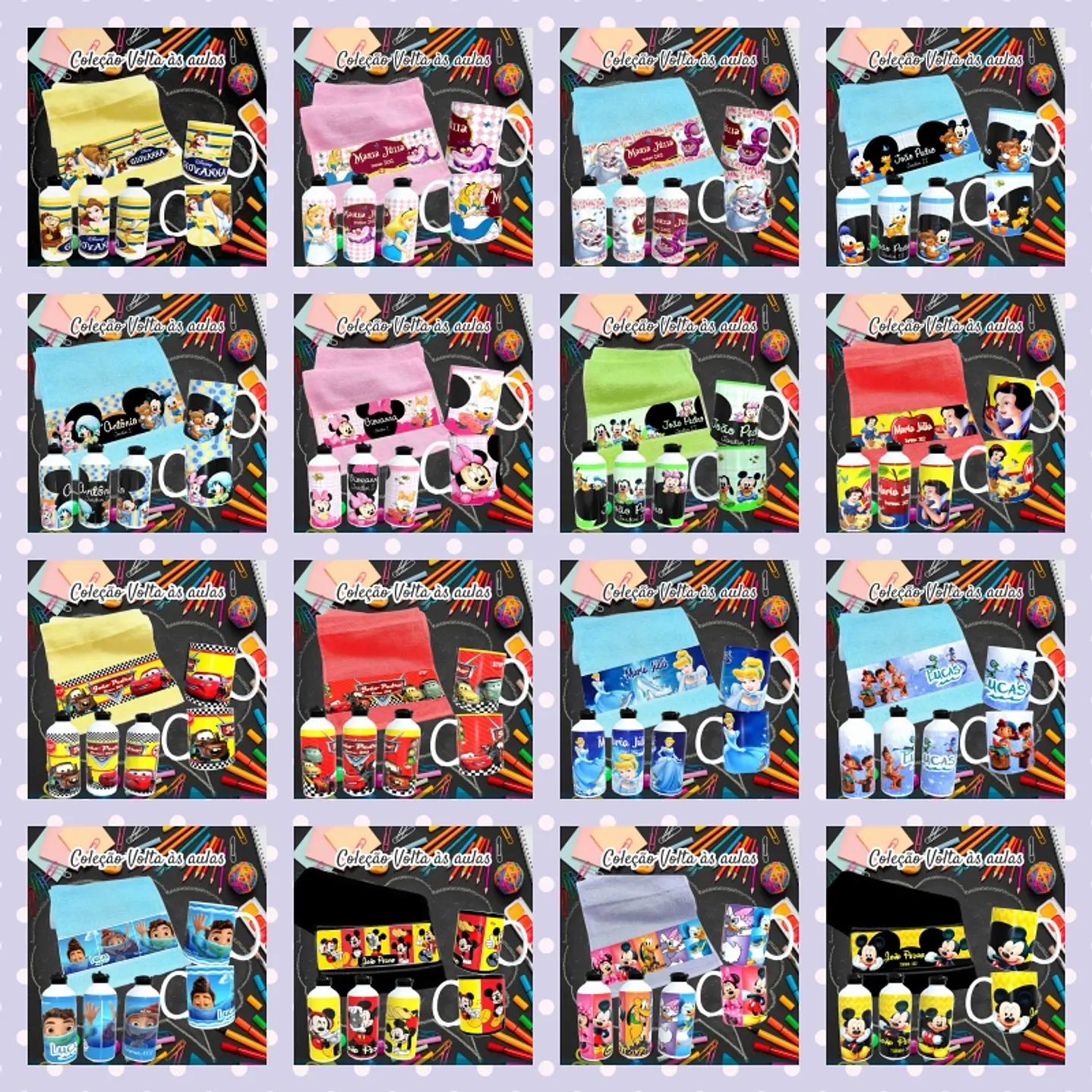 Kit Digital Personagens Disney Sublimação - Volta às Aulas 1