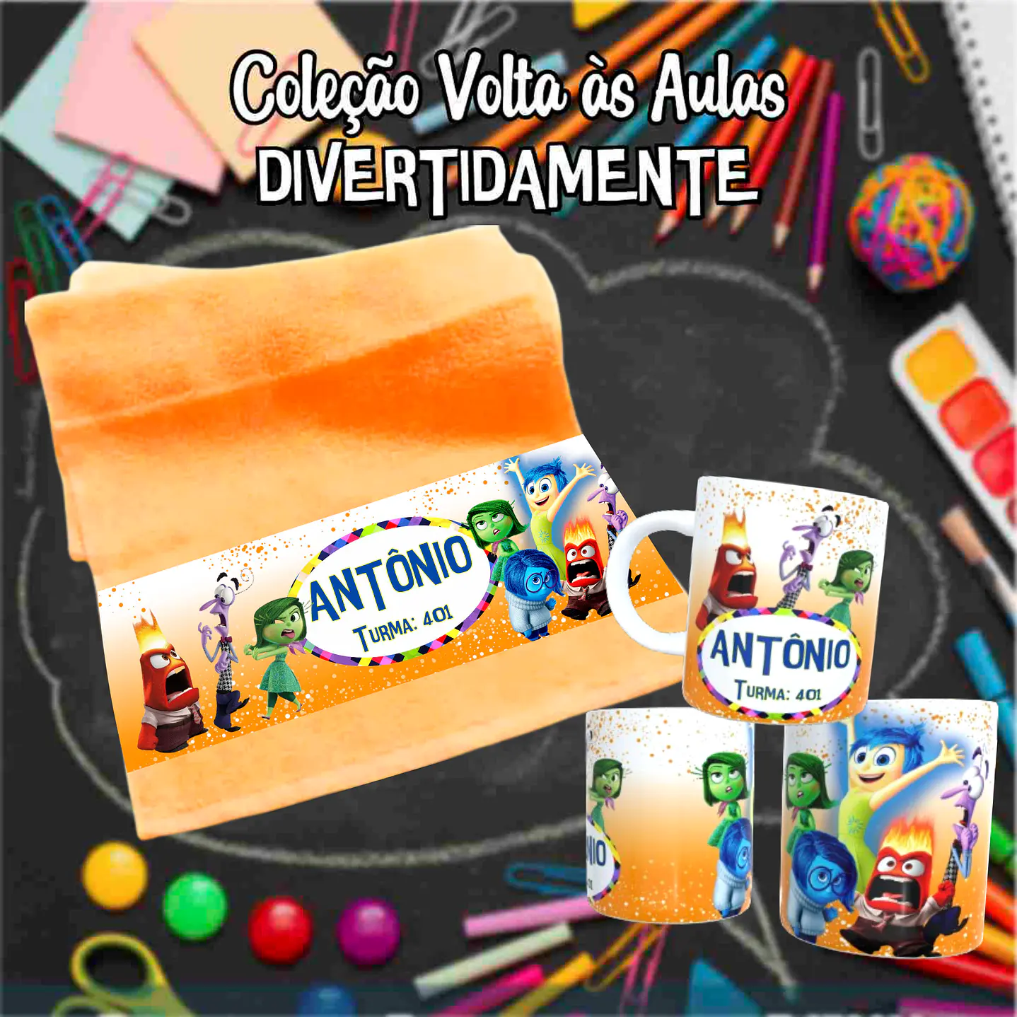 Kit Digital Divertidamente Sublimação - Volta às Aulas 2