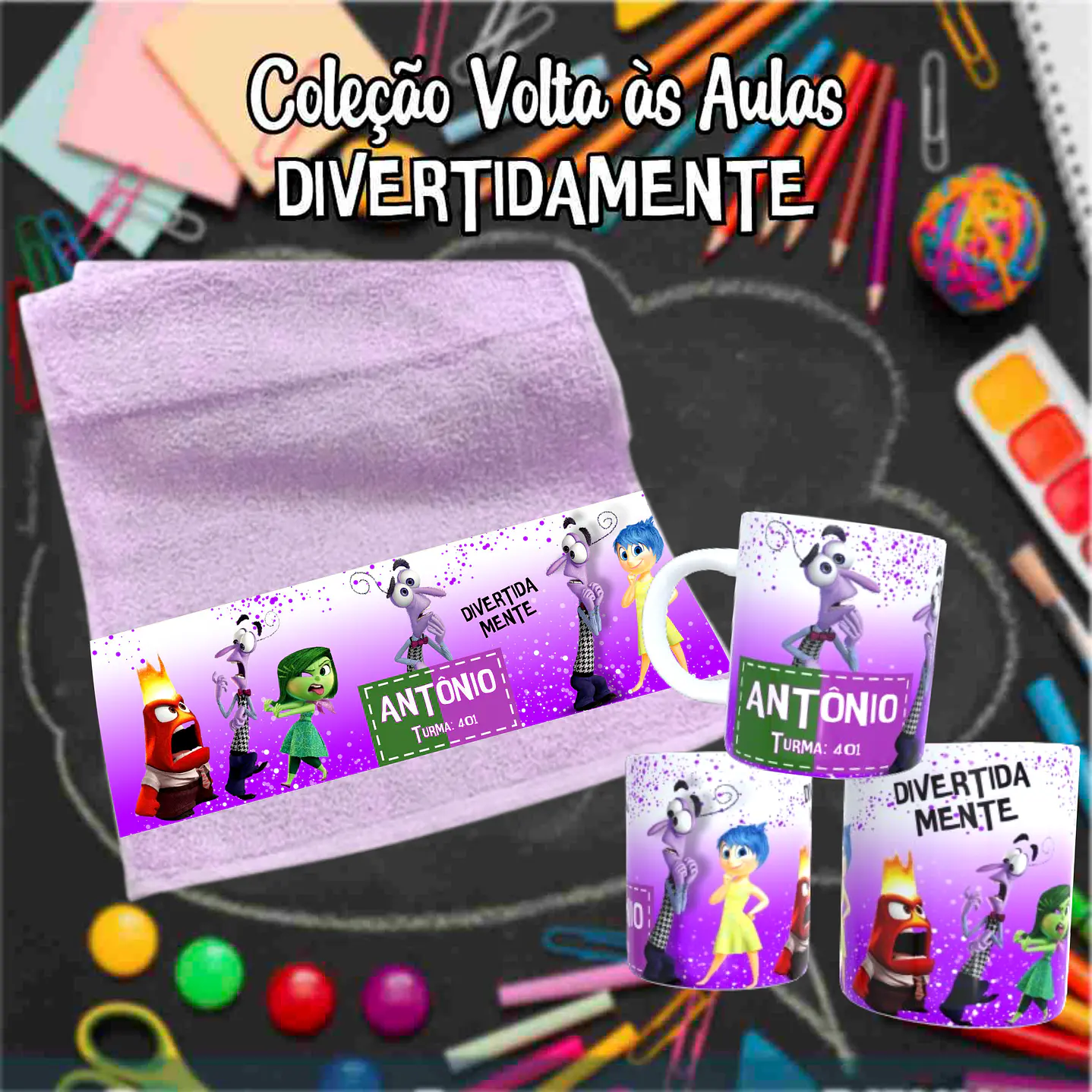Kit Digital Divertidamente Sublimação - Volta às Aulas 3