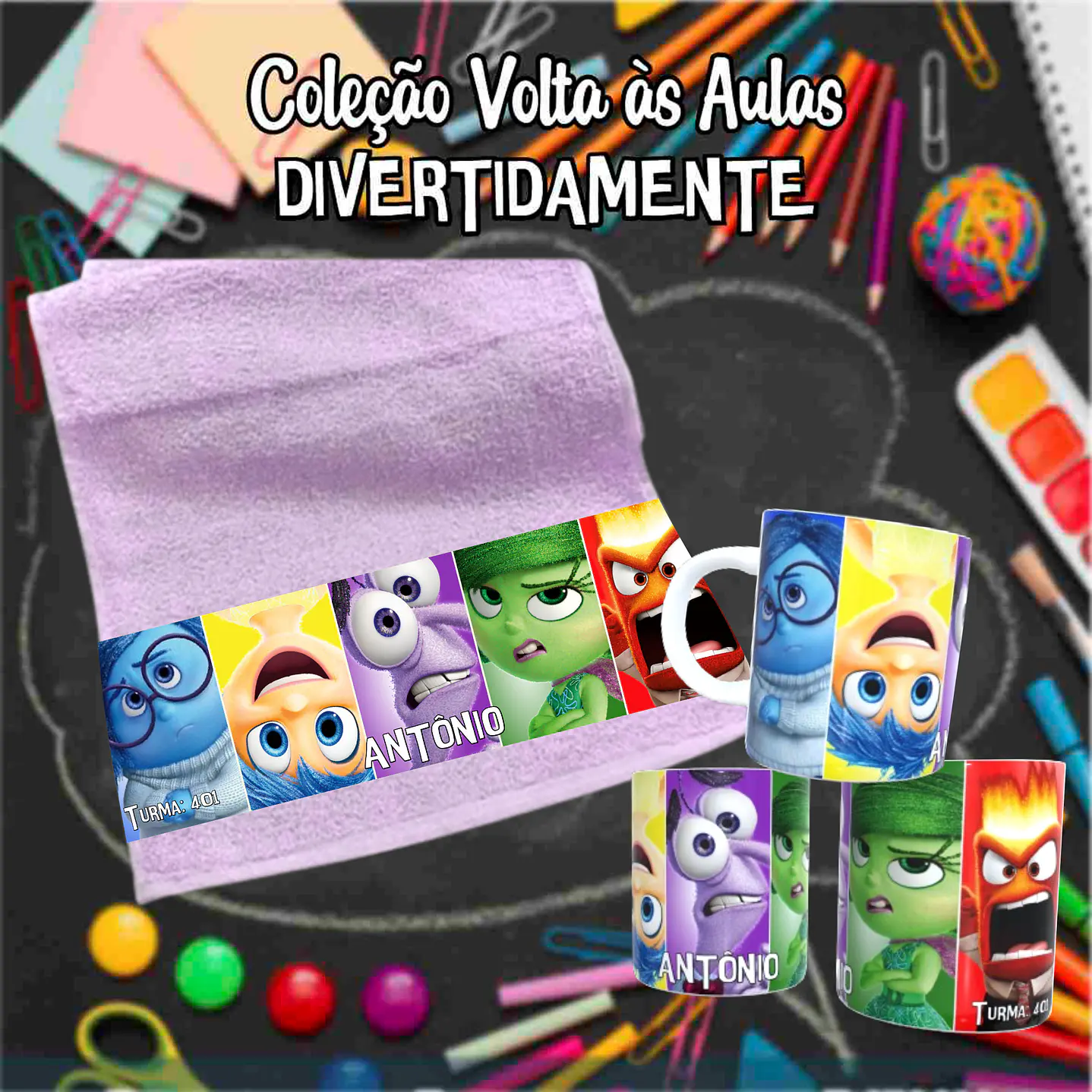 Kit Digital Divertidamente Sublimação - Volta às Aulas 6